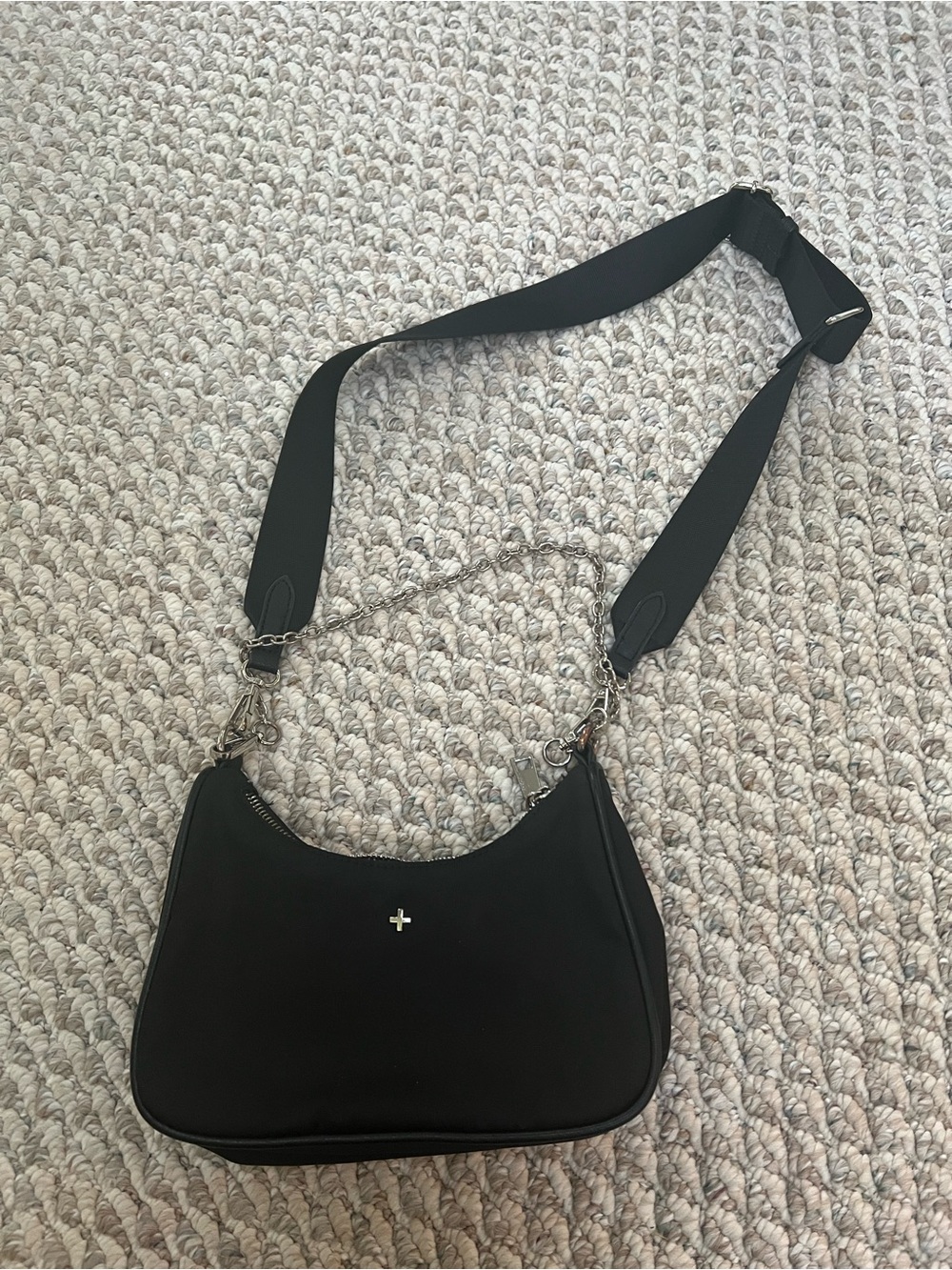 Peta + Jain Black Shoulder Bag with Chain Detail